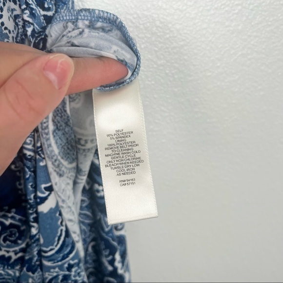 ELIZA J cold shoulder paisley waist‎ tie maxi dress blue 4 - Picture 6 of 8